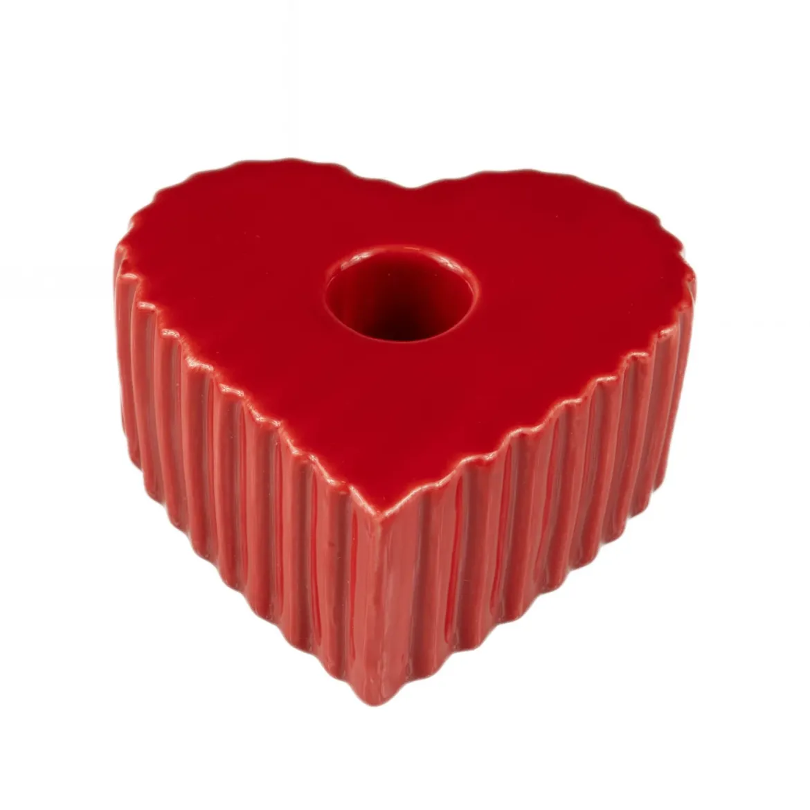 Świecznik ceramiczny na długą świecę w kształcie serca ANIMA, 4 x 9 cm