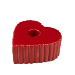 Świecznik ceramiczny na długą świecę w kształcie serca ANIMA, 4 x 9 cm