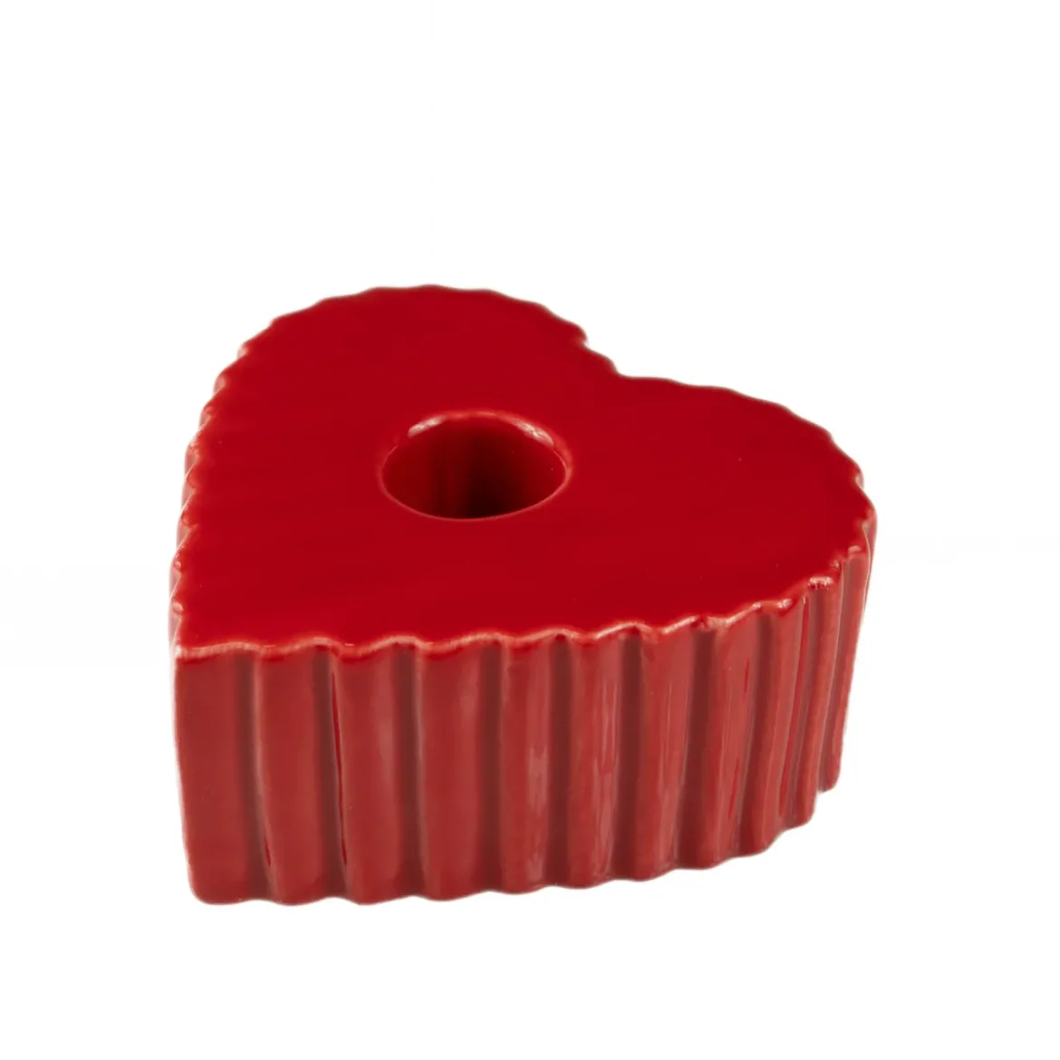 Świecznik ceramiczny na długą świecę w kształcie serca ANIMA, 4 x 9 cm