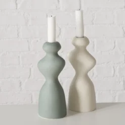 Świecznik ceramiczny o nieregularnym kształcie MORANA, 22 cm