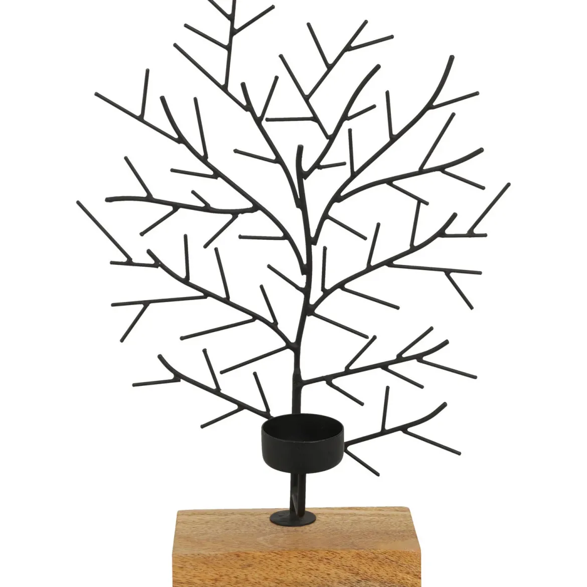 Świecznik na tealight, w kształcie drzewa, metalowy, 32 x 22 cm