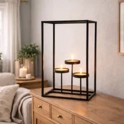 Świecznik na tealighty, 36 cm, metalowy