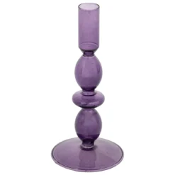 Świecznik szklany purpurowy CRISTAL, 19,5 cm