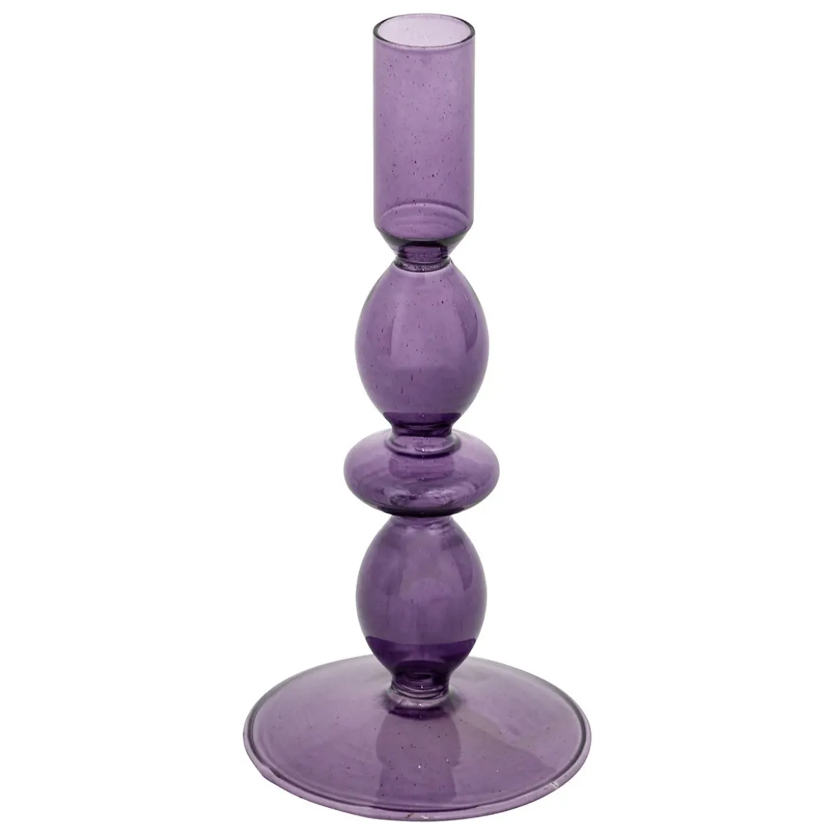 Świecznik szklany purpurowy CRISTAL, 19,5 cm