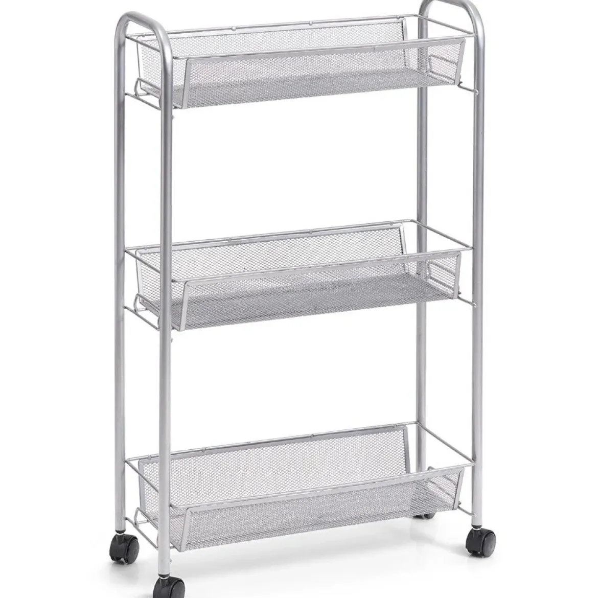 Wielofunkcyjny mobilny organizer do kuchni lub łazienki, 3 siatkowe półki, 4 kółka, materiał metal, marki ZELLER