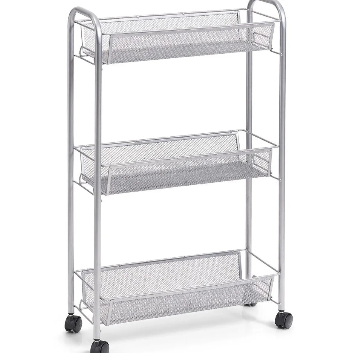 Wielofunkcyjny mobilny organizer do kuchni lub łazienki, 3 siatkowe półki, 4 kółka, materiał metal, marki ZELLER