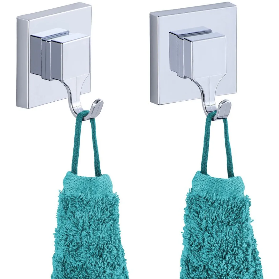 Wieszaki na przyssawki QUADRO, Vacuum-Loc, 2 sztuki w komplecie, WENKO