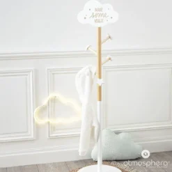 Wieszak na ubrania dla dziecka, MDF, 135,5 cm, z chmurką