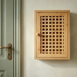 Wisząca szafka na klucze KIZU, 19 x 27 x 6 cm, bambus
