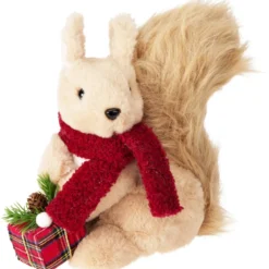 Świąteczna figurka wiewiórki z prezentem, 20 cm