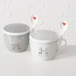 Świąteczny kubek jumbo z pokrywką i łyżeczką LOVELIES, 600 ml