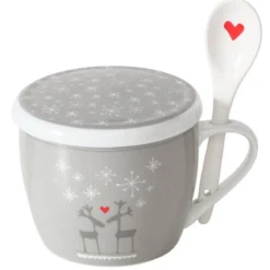 Świąteczny kubek jumbo z pokrywką i łyżeczką LOVELIES, 600 ml