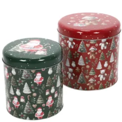 Świąteczny zestaw metalowych pojemników w różnych rozmiarach, 2 szt.