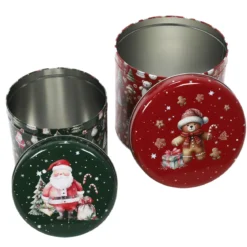 Świąteczny zestaw metalowych pojemników w różnych rozmiarach, 2 szt.