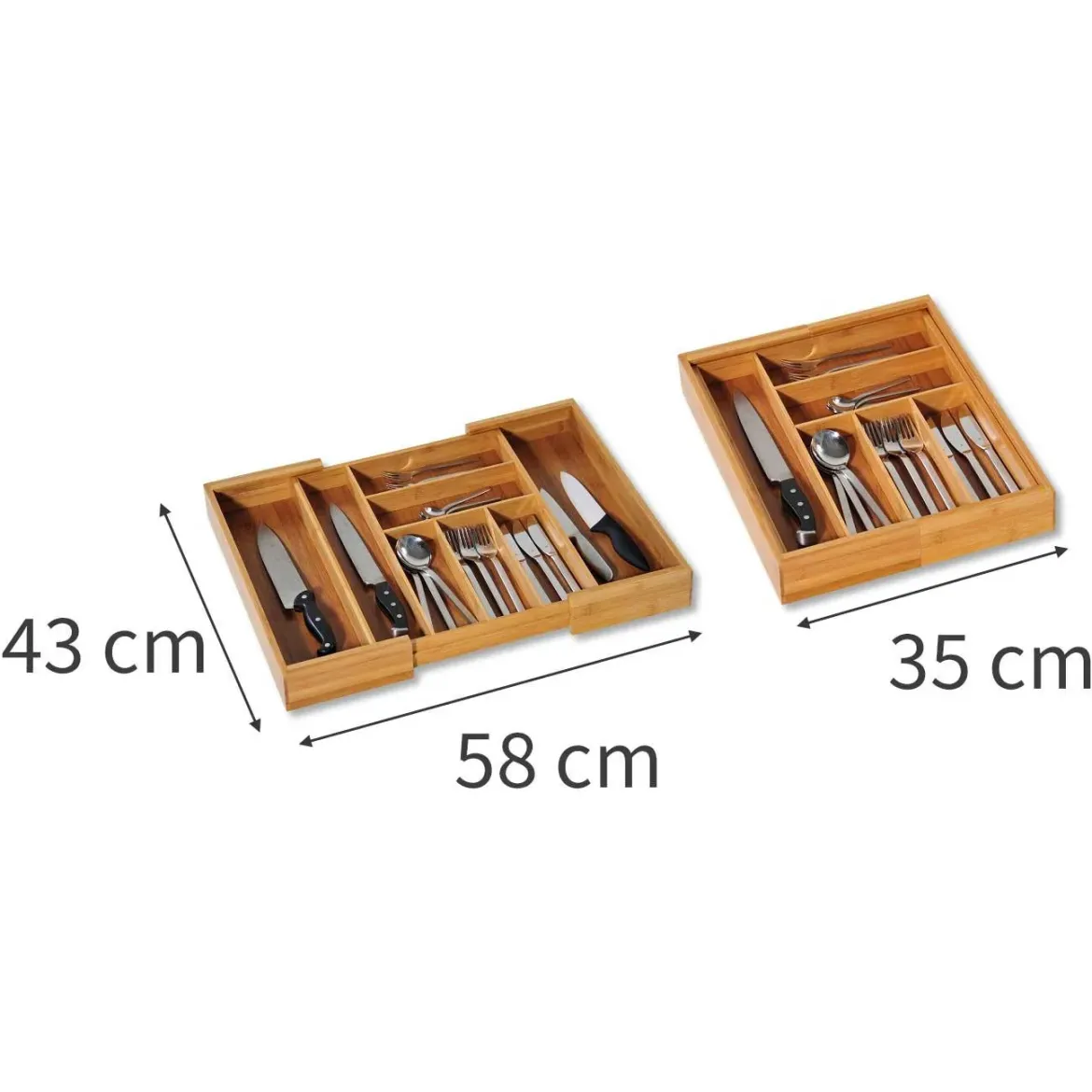 Wkład na sztućce regulowany, 35-58 cm, bambusowy, KESPER