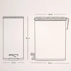 Wąski kosz łazienkowy VEDA, 5 l
