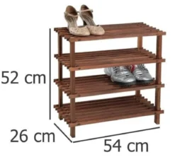 Wysoka szafka na buty z drewna jodłowego, pojemny i ustawny regał na buty z czterema półkami