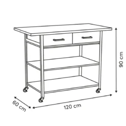 Wyspa kuchenna, mobilna COME, 2 szuflady, 120 cm