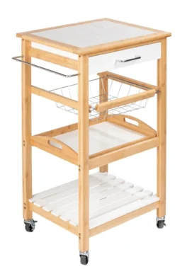 Wózek kuchenny na kółkach FINJA, drewno bambusowe + MDF, WENKO