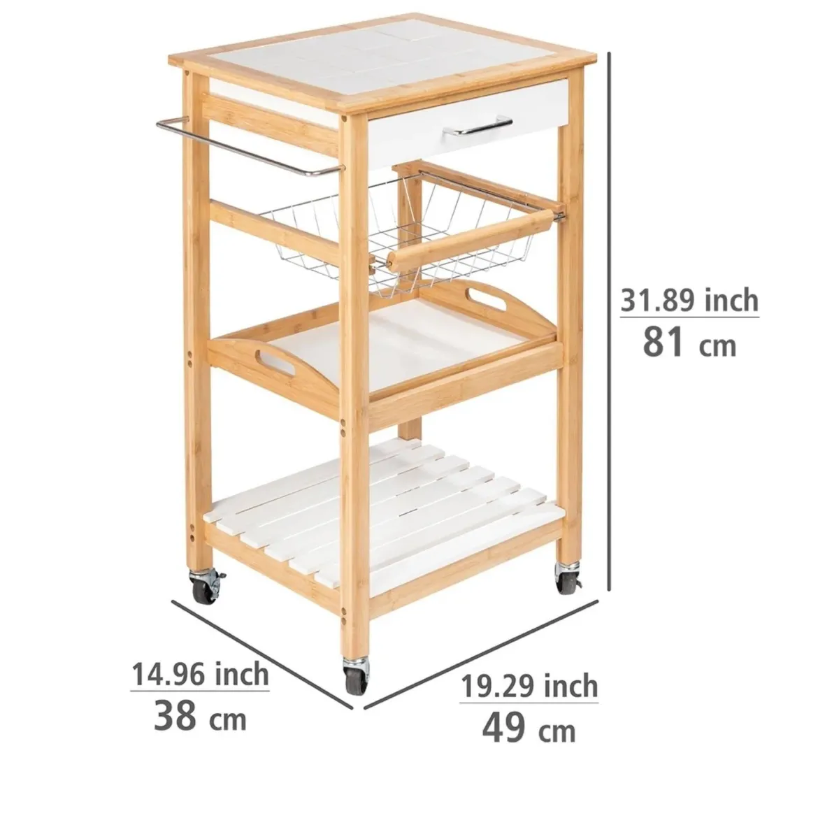 Wózek kuchenny na kółkach FINJA, drewno bambusowe + MDF, WENKO