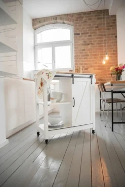 Wózek kuchenny na kółkach LANDHAUS z drewna sosnowego i MDF, WENKO