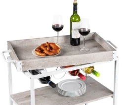 Wózek kuchenny RUSTICO, trójpoziomowy regał na kółkach z uchwytami na butelki i kieliszki - 80 x 89,5 x 40 cm, WENKO