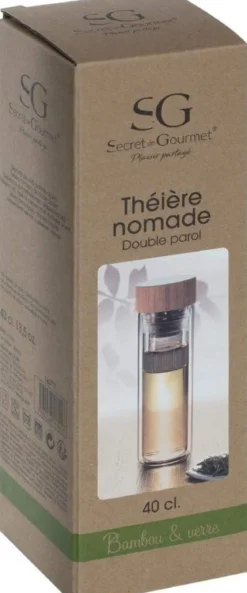 Zaparzacz z podwójnymi ściankami, pokrywka z bambusa, 400 ml