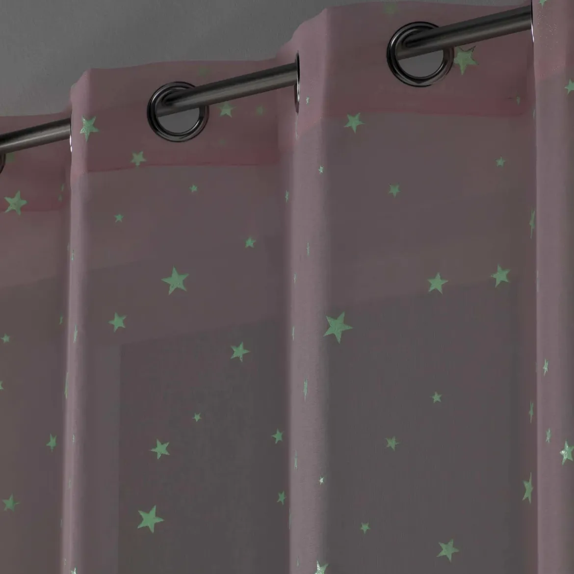 Zasłona na przelotkach ze wzorem, gwiazdki świecące w ciemności FLUO NIGHT