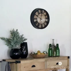 Zegar ścienny Vintage Ø 39 cm, wskazówkowy, okrągły, rzymskie cyfry