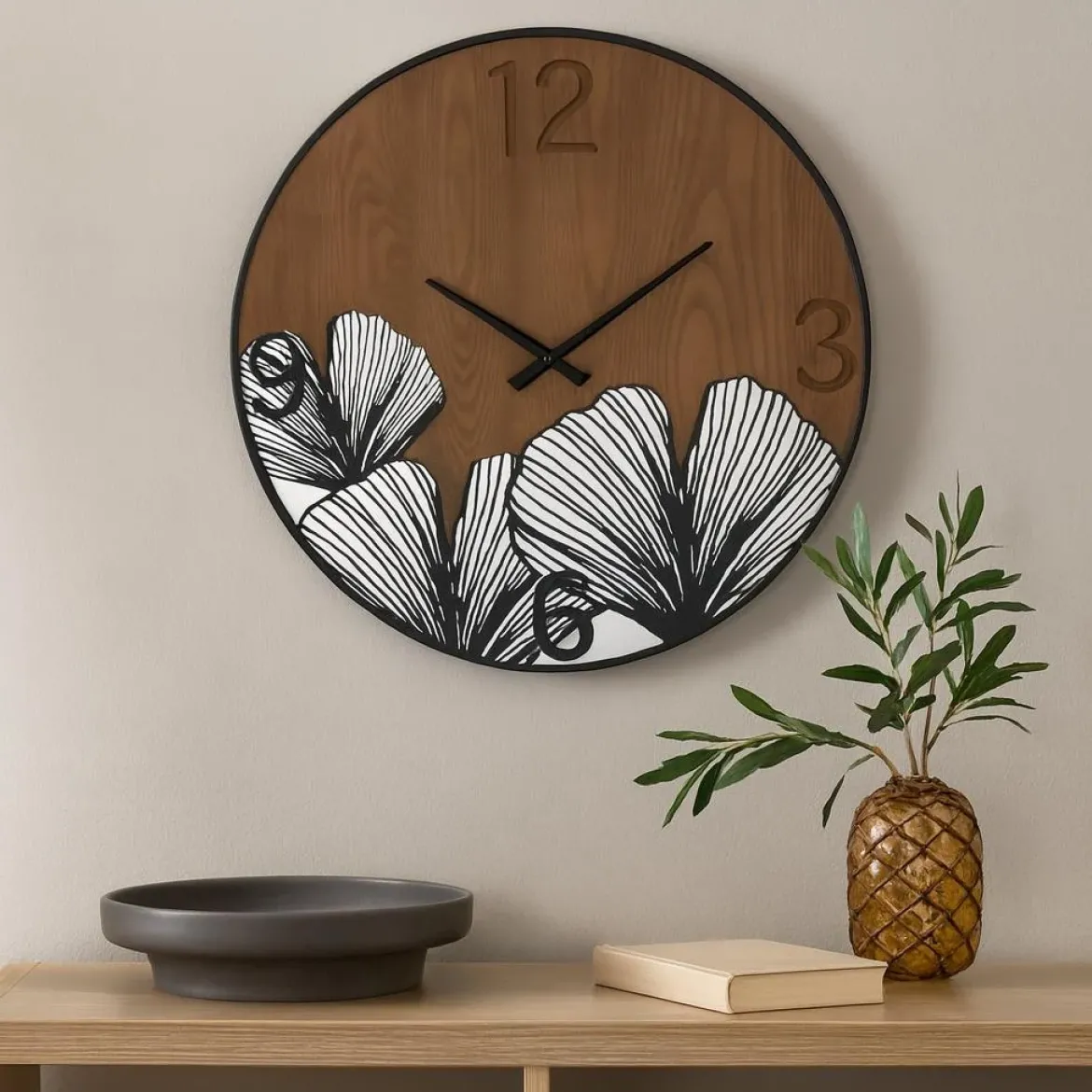 Zegar ścienny WOOD, brązowy, Ø 60 cm