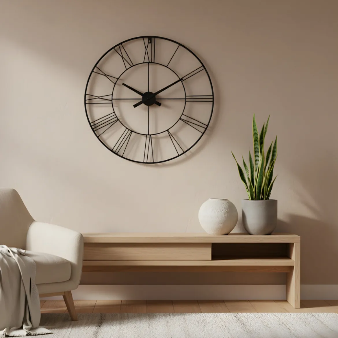 Zegar ścienny w stylu industrialnym ARATIO, Ø 70 cm