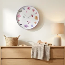 Zegar ścienny z motywem kwiatów, Ø 30 cm