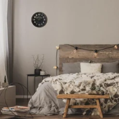 Zegar na ścianę drewniany z rzymskimi cyframi, zegar w starym stylu, Ø 38 cm