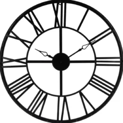 Zegar wiszący z metalu, tarcza z dużymi elementami w stylu vintage