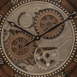 Zegar w stylu retro z widocznym mechanizmem YONI, Ø 59 cm