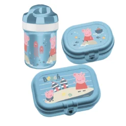 Zestaw bidon 200 ml i śniadaniówka Świnka Peppa Waves To Go, 3-częściowy, KOZIOL