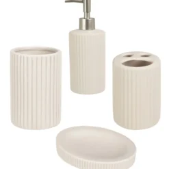 Zestaw ceramicznych akcesoriów łazienkowych, 4 elementy