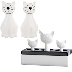 Zestaw ceramicznych nawilżaczy powietrza z motywem kota