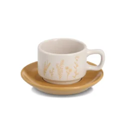 Zestaw do espresso FLOWERS, 4 filiżanki ze spodkami, 70 ml