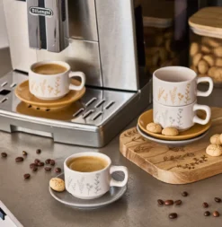 Zestaw do espresso FLOWERS, 4 filiżanki ze spodkami, 70 ml