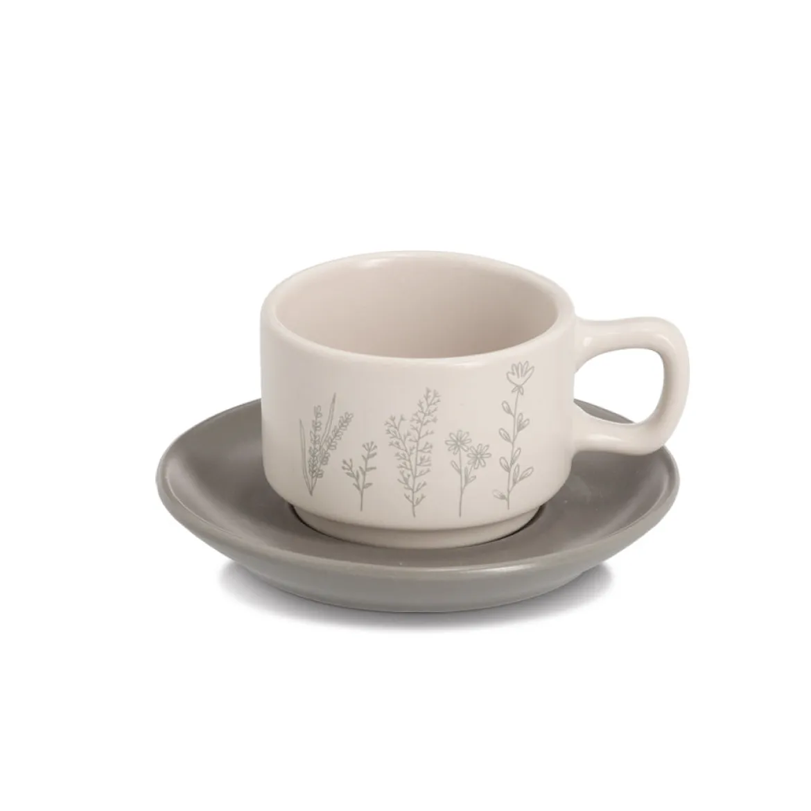 Zestaw do espresso FLOWERS, 4 filiżanki ze spodkami, 70 ml