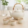 Zestaw do herbaty, ceramiczny, dzbanek 1 l i 4 filiżanki