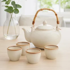 Zestaw do herbaty, ceramiczny, dzbanek 1 l i 4 filiżanki