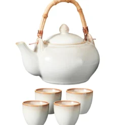 Zestaw do herbaty, ceramiczny, dzbanek 1 l i 4 filiżanki