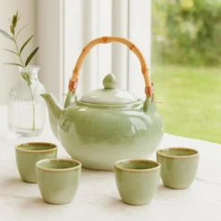 Zestaw do herbaty, ceramiczny, dzbanek 1 l i 4 filiżanki