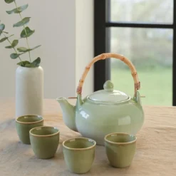 Zestaw do herbaty, ceramiczny, dzbanek 1 l i 4 filiżanki