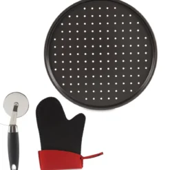 Zestaw do pizzy: blaszka Ø 32 cm, nożyk do pizzy i rękawica