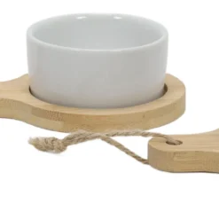 Zestaw do przekąsek, dressingów i przystawek - 2 okrągłe porcelanowe miseczki na tackach