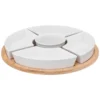 Zestaw do przekąsek: 5 porcelanowych miseczek + bambusowa taca