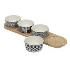 Zestaw do serwowania przekąsek, 4 miseczki, porcelana